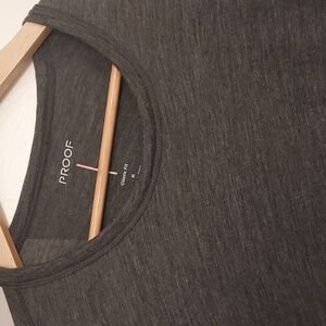 Proof 72 hour merino wool tee, classic fit, charcoal grey, medium.